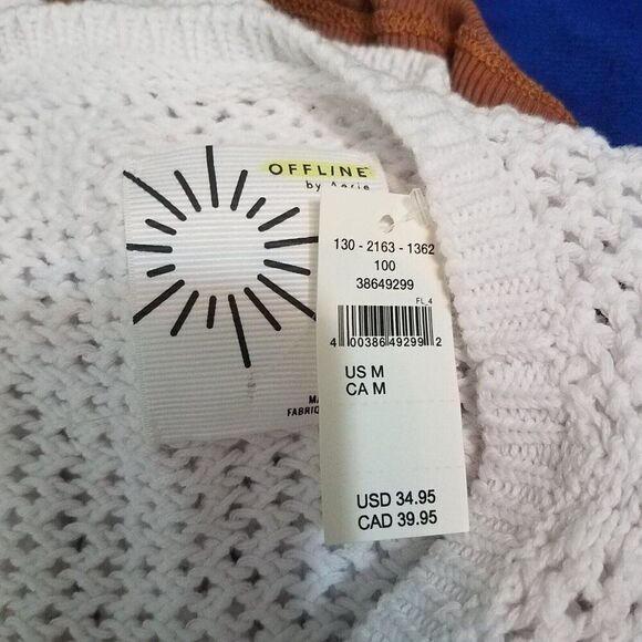 Offline By Aerie M Crochet Sweater Sleeveless Top Cropped Ribbed Medium NWT - Picture 8 of 9